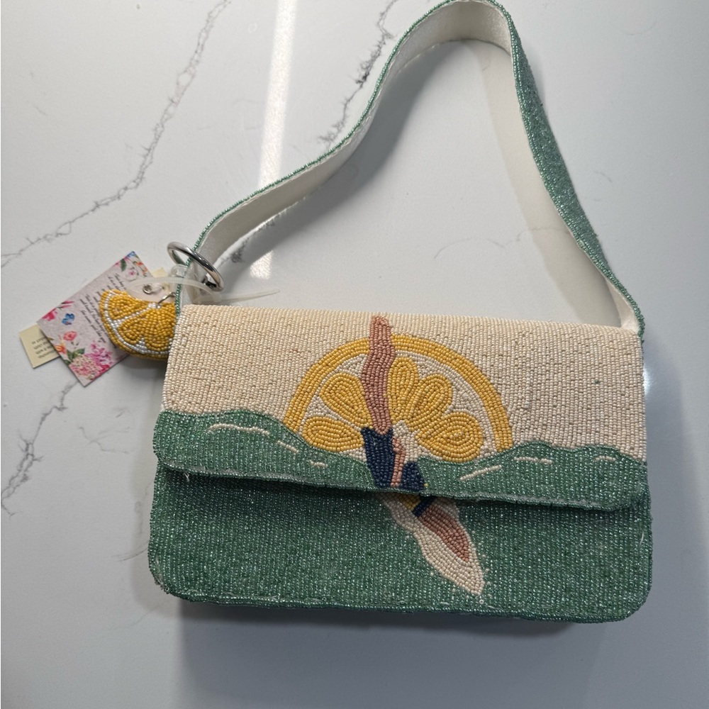 Viral TikTok Beaded Shoulder Bag Lemon Design NWT